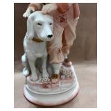 Andrea by Sadek Colonial Bisque Boy and Dog Figurine 23/388