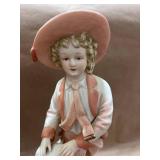Andrea by Sadek Colonial Bisque Boy and Dog Figurine 23/388