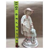 Andrea by Sadek Colonial Bisque Girl and Dog Figurine 23/388