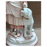 Andrea by Sadek Colonial Bisque Girl and Dog Figurine 23/388