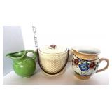 3 Vintage Pottery Pieces: Pitchers and Covered Dish
