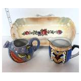 3 Vintage Pieces: Sadler Cobalt Blue Creamer,  Celery Dish and Lusterware Creamer