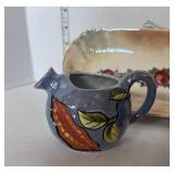 3 Vintage Pieces: Sadler Cobalt Blue Creamer,  Celery Dish and Lusterware Creamer