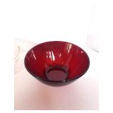 Two Ruby Red Bowls and Hazel Atlas Starburst Bowl