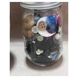 Signed Mexican Pottery Vase and Jar of Vintage Buttons