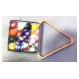 Vintage Billiard Balls and Triangle