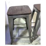 29" Backless Wood and Metal Stools Like New