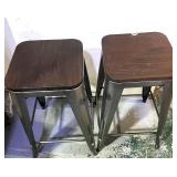 29" Backless Wood and Metal Stools Like New