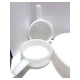 Two Handled 14oz Glasbake Soup Bowls and Cake Plate