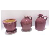 3 Pieces of Vintage Pottery Mauve