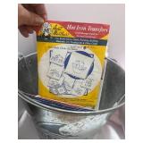 Bucket of 13 NOS Iron on Transfers and Patterns and Handmade Pink Purse