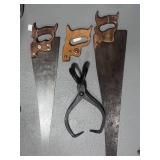 Vintage Saws and Ice Tongs