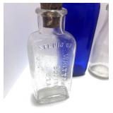 Vintage Wood Ink Box with Misc. Bottles and Pitcher