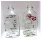 Two Vintage Milk Bottles Oberweis and Lamers Dairy