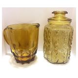 MCM Amber Pitcher and Cookie Jar