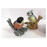 5 Bird Figurines; Lefton, Wood and Resin