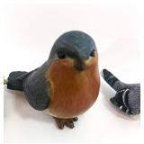 5 Bird Figurines; Lefton, Wood and Resin