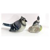 5 Bird Figurines; Lefton, Wood and Resin