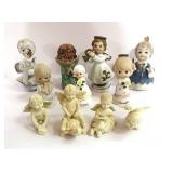 11 Vintage Angel Figurines, Japan, Lefton, Porcelain and Resin