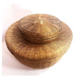 Set of Two Wicker Nesting Bowls w Lids