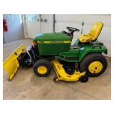John Deere 455 Diesel Garden Tractor, Cab & Front Blade