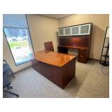 Wood Desk & Credenza