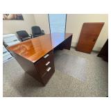 Wood Desk & Credenza