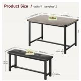 Dining Table Set for 4, Kitchen Table with 2 Upholstered Benches, 3 Piece Dining Room Table Set
