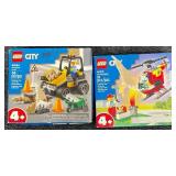 2 New Sealed LEGO City "Roadwork Truck" & "Fire Helicopter"