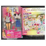 New (open or slightly damaged box) Barbie Doll Rockstar & DIY Jumbo Puzzle Color & Bling - 75 Gems