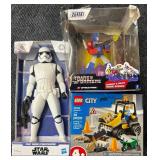 Star Wars Stormtrooper Action Figure, Transformer Optimus Pride and LEGO City Road Work Truck
