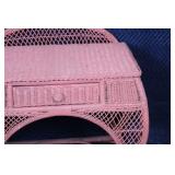 Vintage Coral Wicker Desk with Drawer