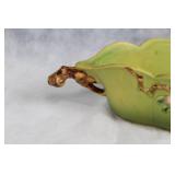 Vintage Roseville Pottery Green Magnolia Dish with Handles