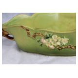 Vintage Roseville Pottery Green Magnolia Dish with Handles