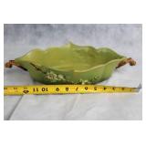 Vintage Roseville Pottery Green Magnolia Dish with Handles