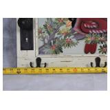 Vintage-style Wall Hanging with Cardinal Painting and Hooks