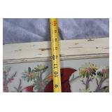 Vintage-style Wall Hanging with Cardinal Painting and Hooks