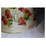 Vintage Canister Set and Burlap Lined Bread Basket