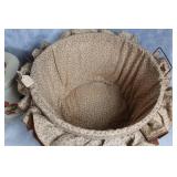 Vintage Canister Set and Burlap Lined Bread Basket