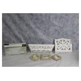 Burnes of Boston Decorative Set: 3 Ornate Frames & 2 White Ledges