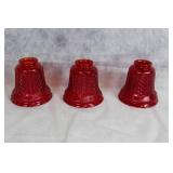 Set of 3 Red Diamond Pattern Glass Lamp Shades