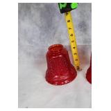 Set of 3 Red Diamond Pattern Glass Lamp Shades