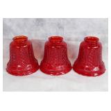 Set of 3 Red Diamond Pattern Glass Lamp Shades
