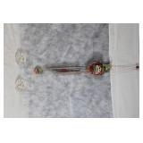 Strawberry Ceramic Wind Chime by Heather Goldminc and Set of 2 Orrefors Sweden Crystal Votives