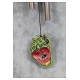 Strawberry Ceramic Wind Chime by Heather Goldminc and Set of 2 Orrefors Sweden Crystal Votives