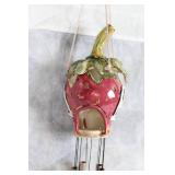 Strawberry Ceramic Wind Chime by Heather Goldminc and Set of 2 Orrefors Sweden Crystal Votives