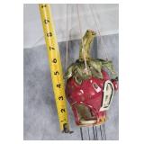 Strawberry Ceramic Wind Chime by Heather Goldminc and Set of 2 Orrefors Sweden Crystal Votives