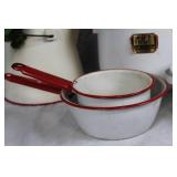 Vintage Enamelware Kitchen Set with Floral Arrangement