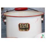 Vintage Enamelware Kitchen Set with Floral Arrangement