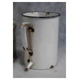 Vintage Enamelware Kitchen Set with Floral Arrangement